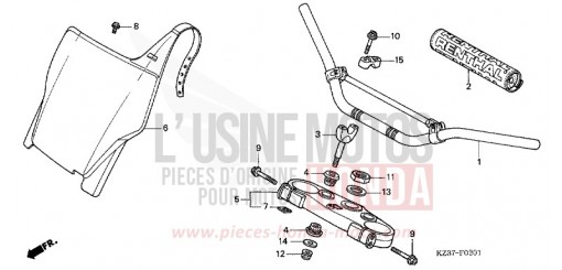 HANDLE PIPE/TOP BRIDGE (CR250R4-7) CR250R7 de 2007